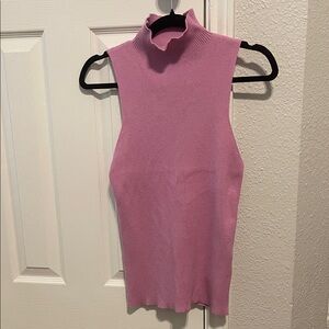 Maeve Anthropologie Sleeveless Pink Ribbed Turtleneck Top